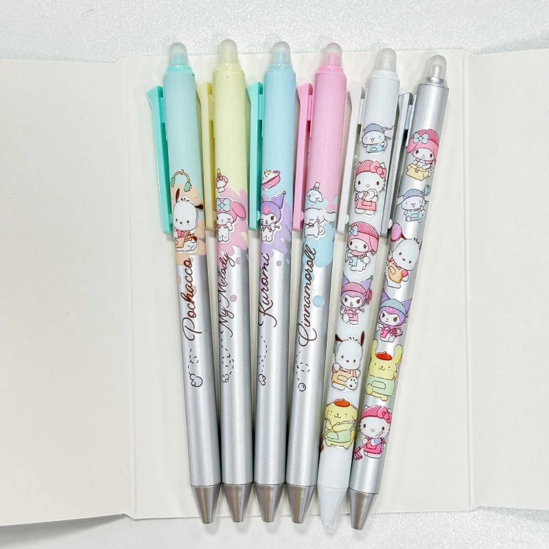 

12/24pcs Kawaii Sanrio Kuromi Melody Cinnamoroll Erasable Gel Pen Cute 0.5mm Blue Ink Neutral Pens Office School Supplies