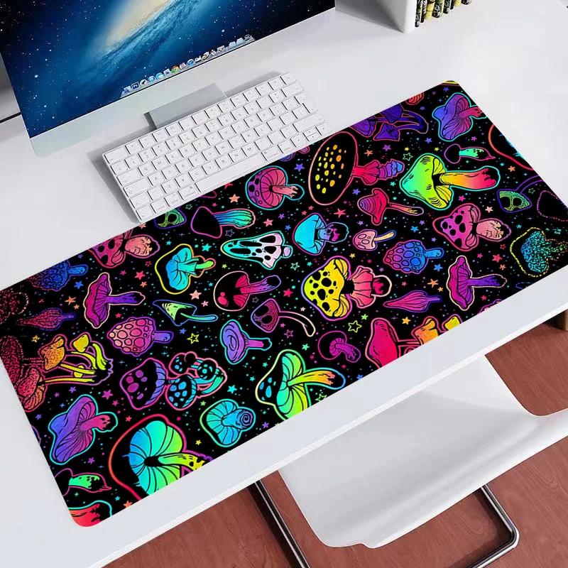 Large Gaming Mousepads Psychedelic Mushrooms Computer Soft Mousepad 900x400 Desk Pads For PC Keyboard Mats non-slipTable Rug