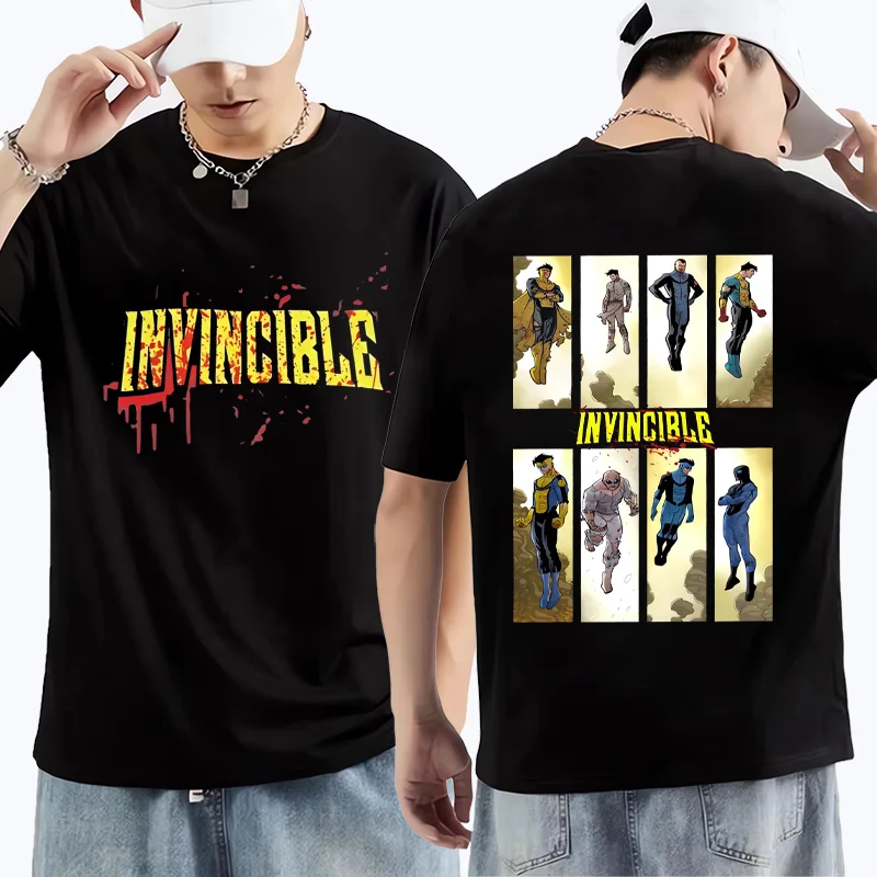 

Invincible Blood Graphic T Shirts Men Women harajuku Hip Hop Cotton streetwear High Quality throwback shirt Adult Anime T-shirt