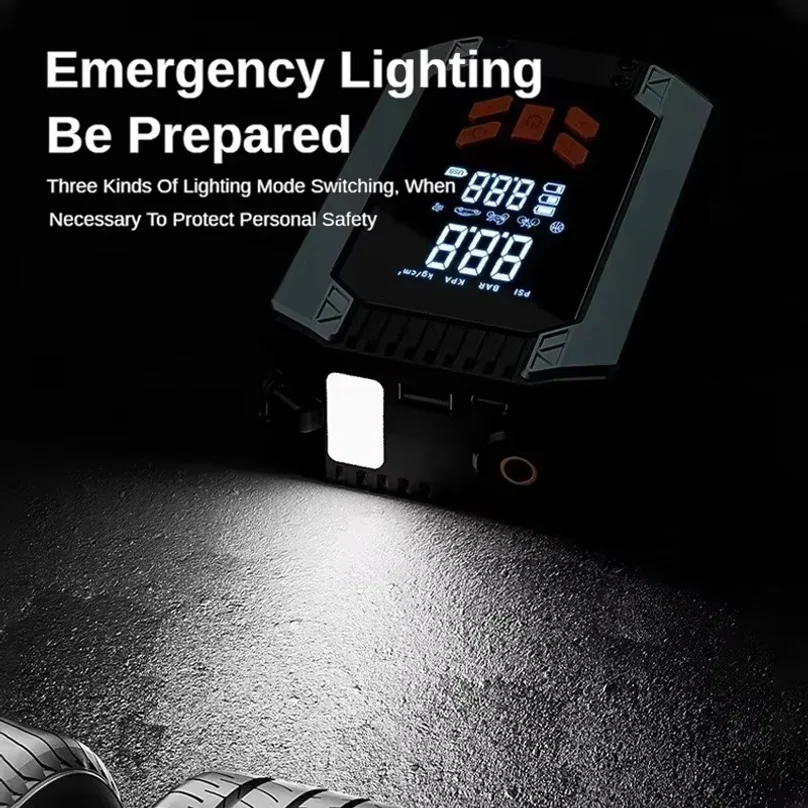 4 In 1 Car Jump Starter 7200mah 150psi Air Compressor Tire Inflator Power Bank Led Flashlight 12v Emergency Booster