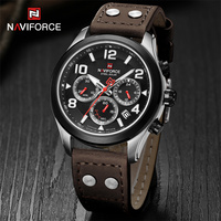 NAVIFORCE New Luxury Watch for Men Genuine Leather Strap Quartz Waterproof Wristwatches Eco-Drive Clock Relogio Masculino 2023