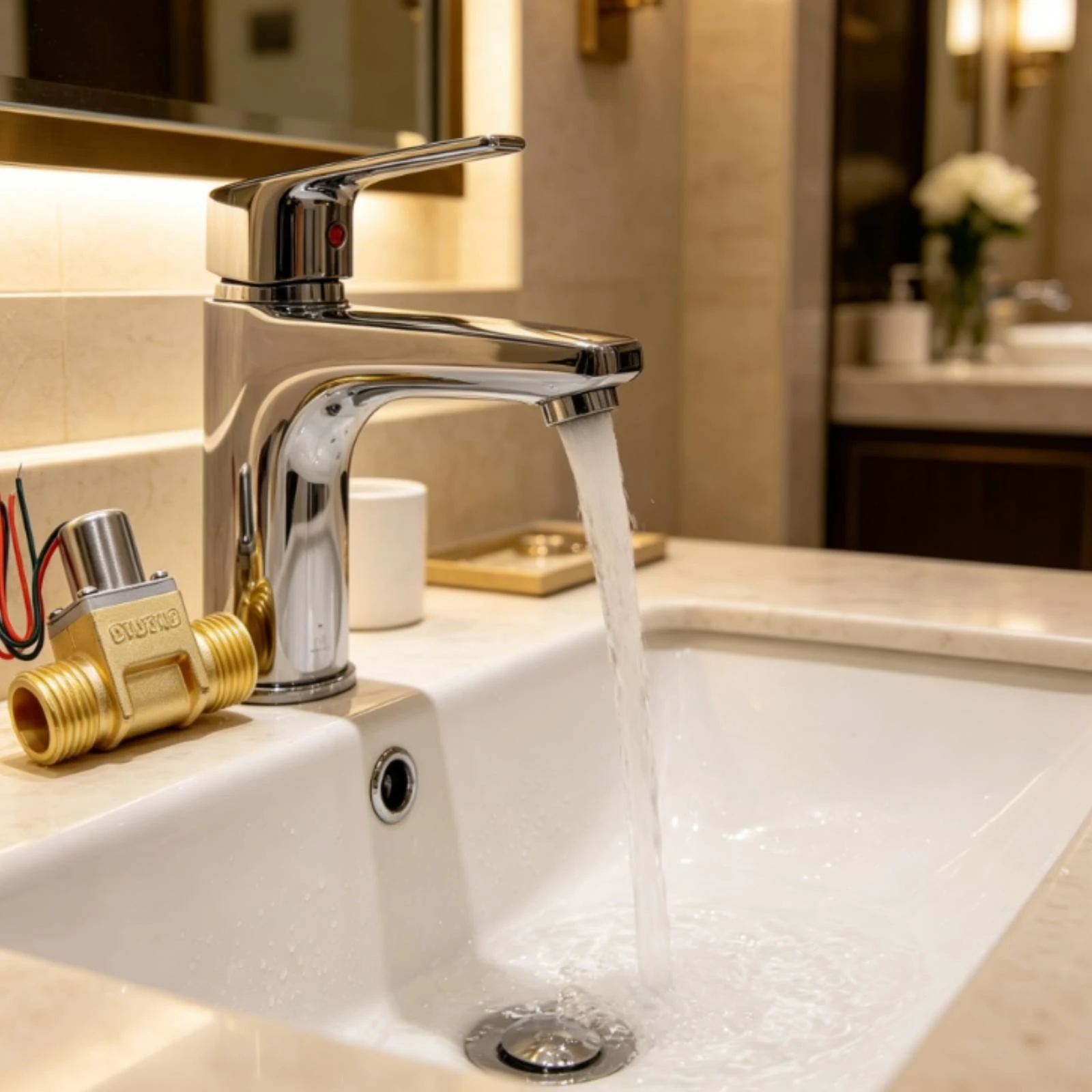 

Sensor Faucet Valve Touchless Control Solenoid Valve Plumbing Part Easy to Install Copper Body for Toilet