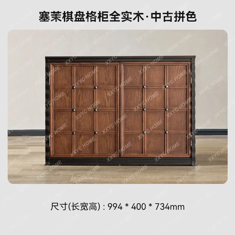 Rustic Mid-Century Floor TV Cabinet Timeless Solid Wood Modular Cabinet