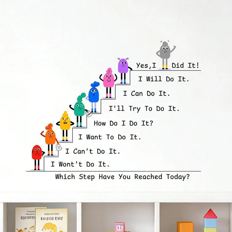 Positive Energy Confidence Staircase Wall Stickers Living Room Bedroom Bedhead Renovation Ins Style Inspirational Decorative Sti