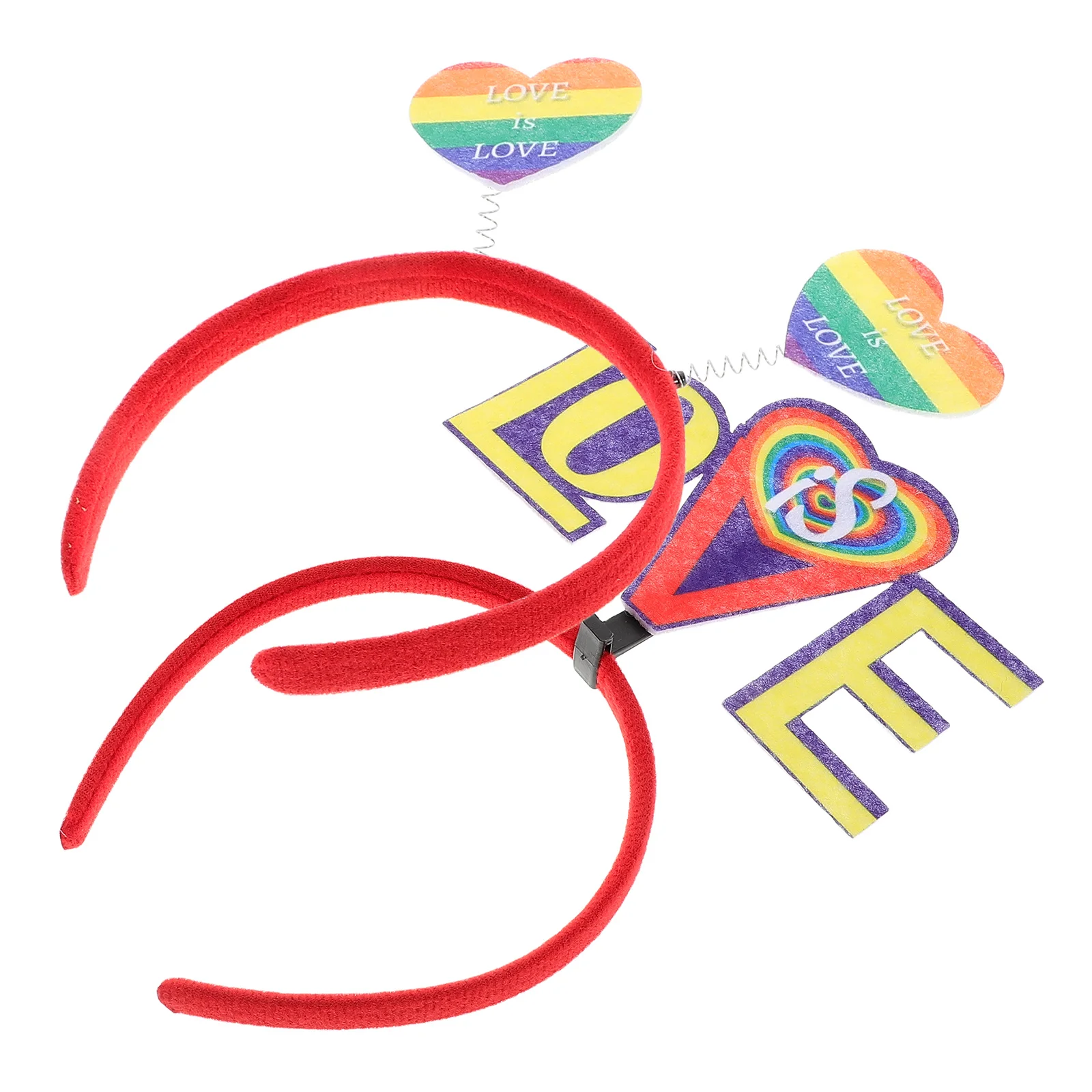 

2Pcs Rainbow Heart Headband Multicolored Hair Accessories for Party Wedding Birthday Celebration Decorations