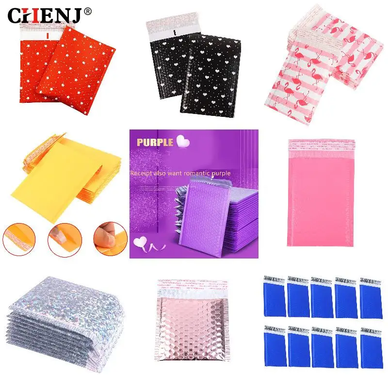 10pcs/pack Bubble Mailers Padded Envelopes Lined Poly Mailer Self Seal Pink Envelopes For Gift Packaging Bags Lined Self Set