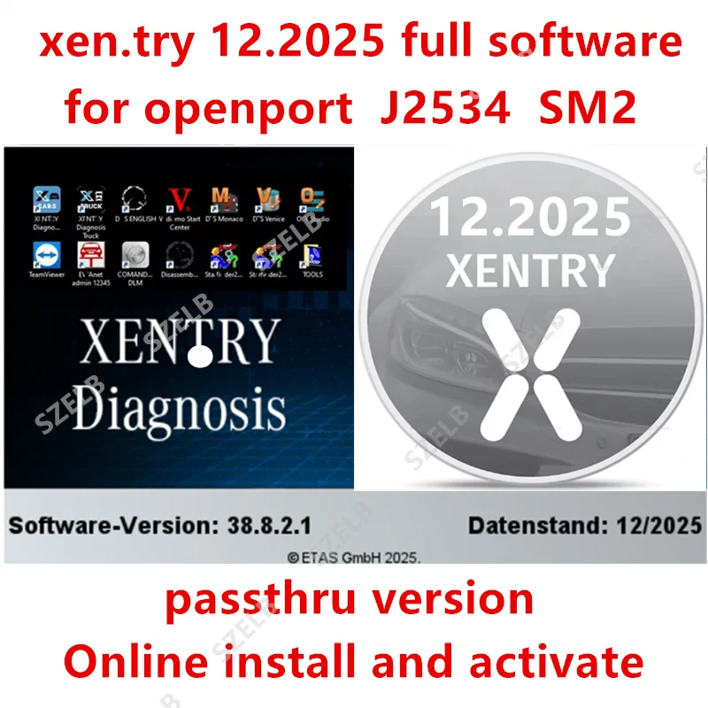 Xentry 2025.12 Passthru Diagnostic & Programming Software Remote Install DTS WI.S EPC starfide.r vedim.o for openport J2534 SM2