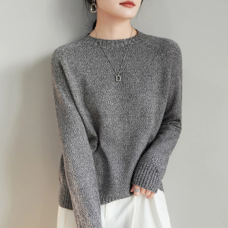 

2024 Autumn/Winter New Women's Fashion Versatile Thick Round Neck Pure Wool Autumn Sweater