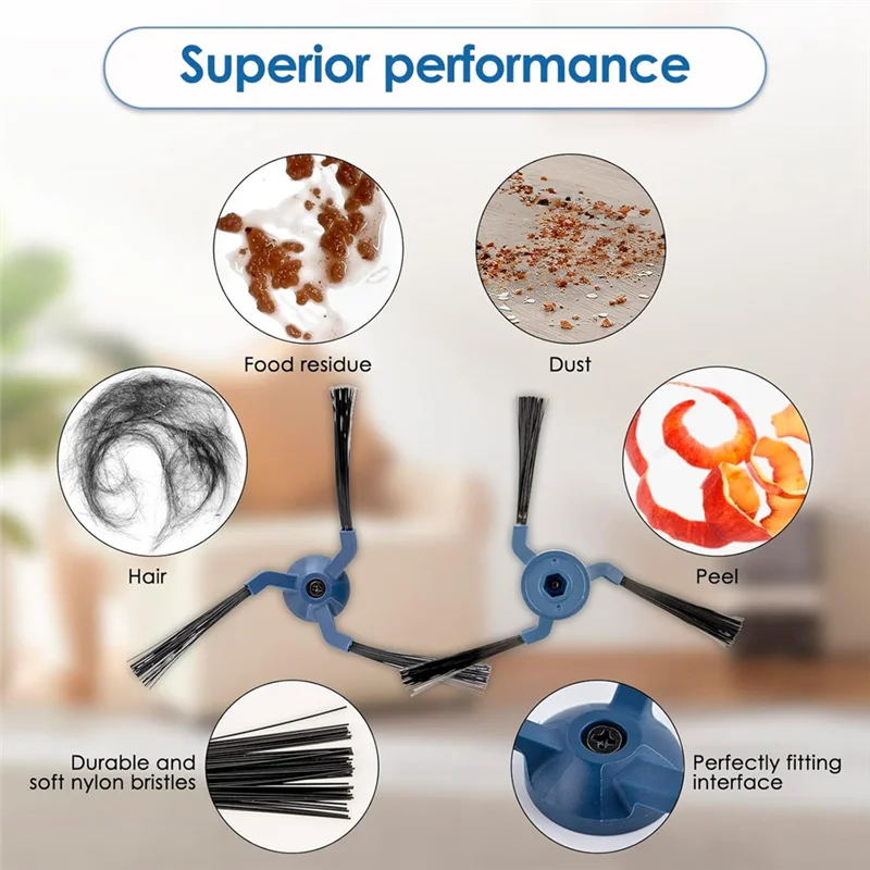 فرشاة جانبية بديلة لأجزاء الأجهزة لـ Eufy X10 Pro Omni Robot Vacuum and Mop، فرش جانبية للمكنسة الكهربائية الروبوتية