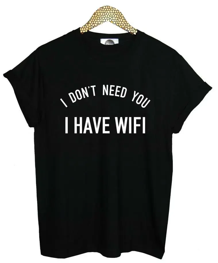 

Женская футболка с Wi-Fi принтом «Я не хочу вас», хлопковая Повседневная забавная футболка для женщин, белая черная футболка, хипстерская футболка большого размера 2024