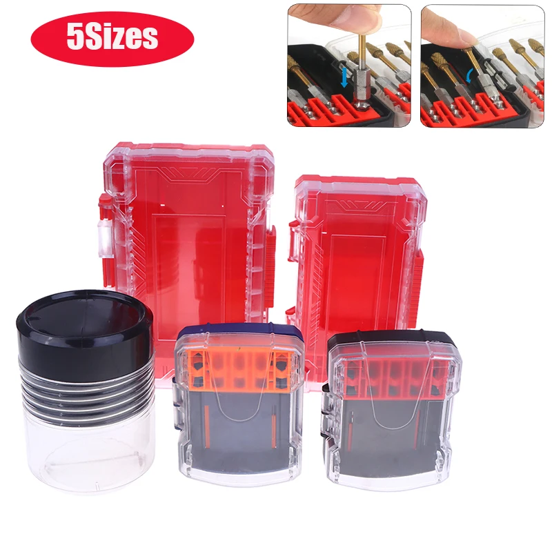 1Pcs Drill Bit Storage Case Portable 6.35mm Hex Drill Bit Case 5 Sizes Water Resistant PVC Detachable Holder Hangable Storage