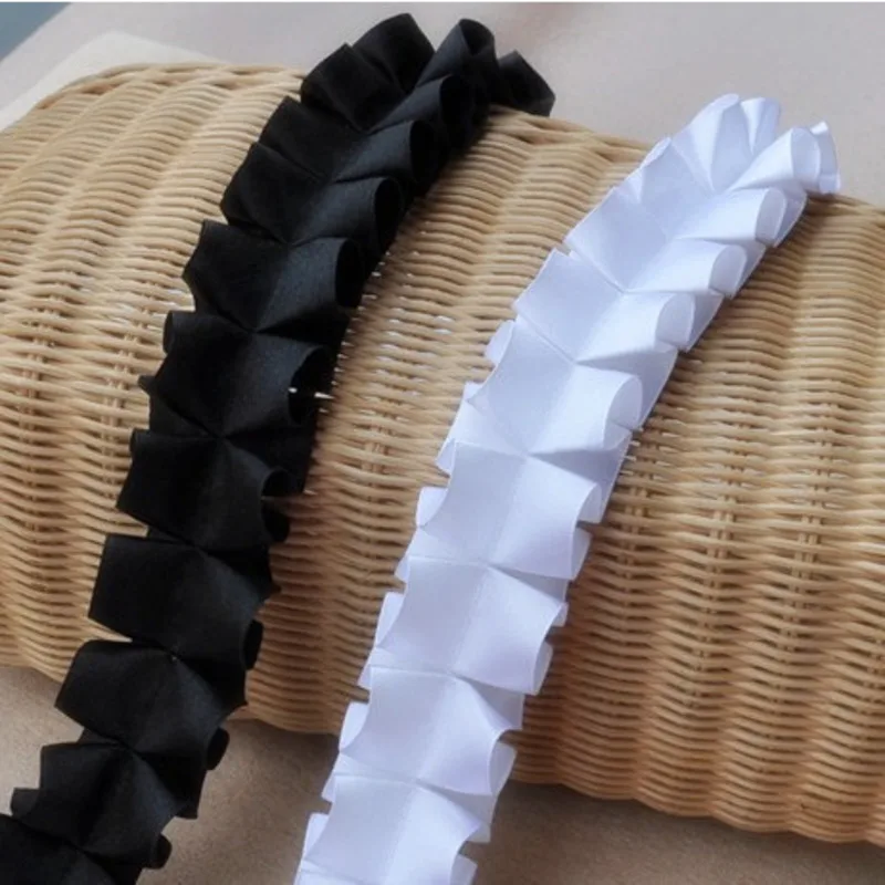 

2.5cm Wide Reflective Double Pleated Ribbon Lace Fabric Handmade DIY Clothes Skirt Wedding Sewing Shoes Hat Home Textile Decor