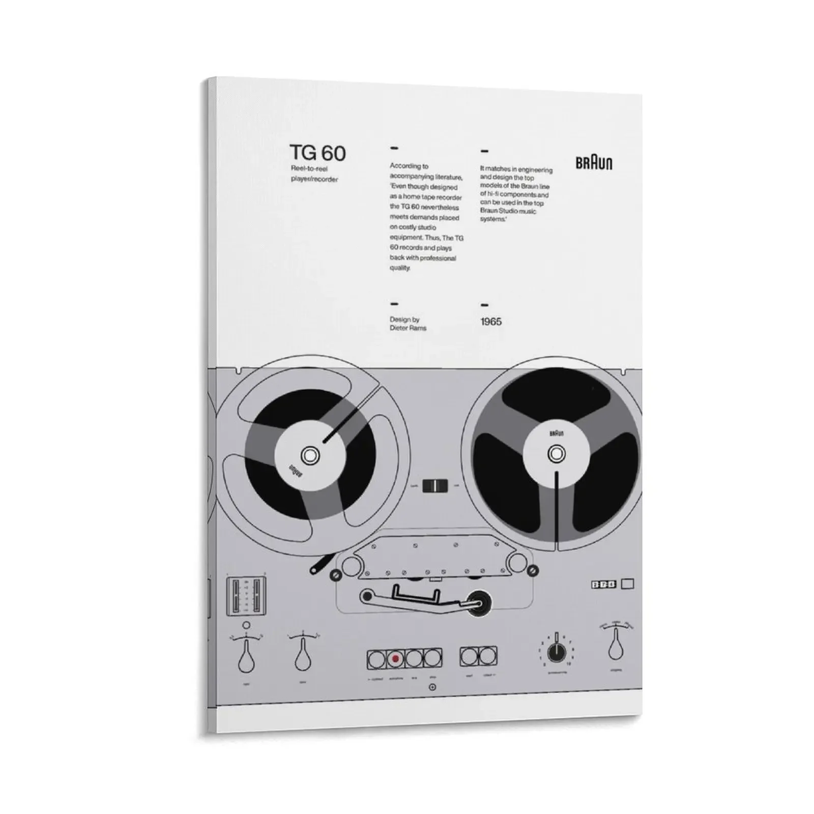 

TG60 Tape Recorder Braun - Dieter Rams Design Canvas Painting room decoration accessories Posters on the wall Home decoration