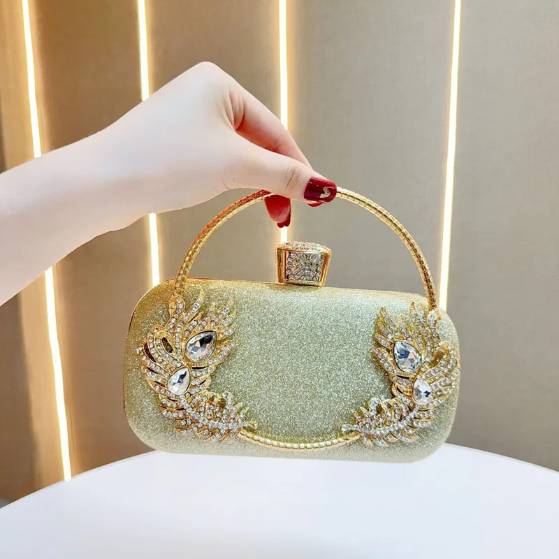 

2025 Luxury New Party Banquet Bag Diamond Handbag Ladies Fashion Dinner Wedding Evening Clutch Bag Flower Crystal Shoulder Bag