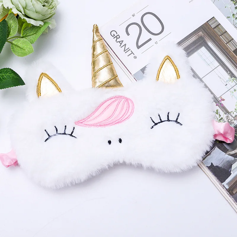 Cartoon Unicorn Sleep Mask Soft Plush Funny Animal Eye Masks Eyeshade Sleeping Mask for Girls and Adults Travel Eye Cover