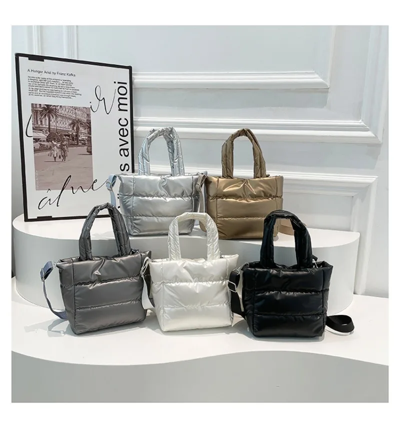 Female Bags Woman Puffy Lightweight Handbag LargeCapacity Quilted Shoulder Bag Adjustable Strap Puffer Tote Handbag Shopping Bag