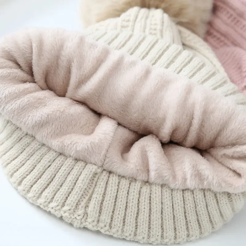 Conjunto de gorro y bufanda con pompón para bebé, gorro de terciopelo cálido para niño y niña, Jersey de punto para niño de 3 a 10 años, Invierno