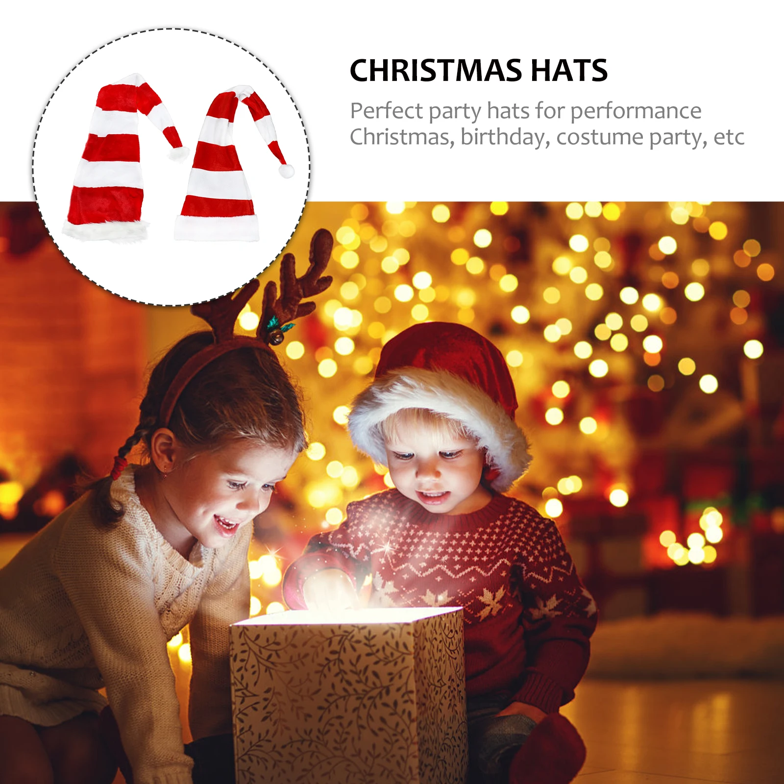 

2pcs Christmas Hats For Adults Children Xmas Party Decorative Performance Prop Dance Costume Cosplay Hat Festive Style