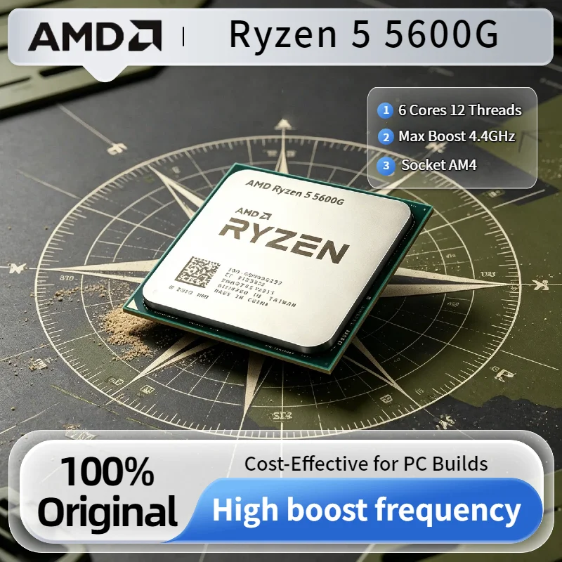 

AMD Ryzen 5 5600G R5 5600G CPU 6 Core 12 Thread 4.4GHz Unlocked Desktop Processor Socket AM4 APU Gaming Tray No Fan Pro