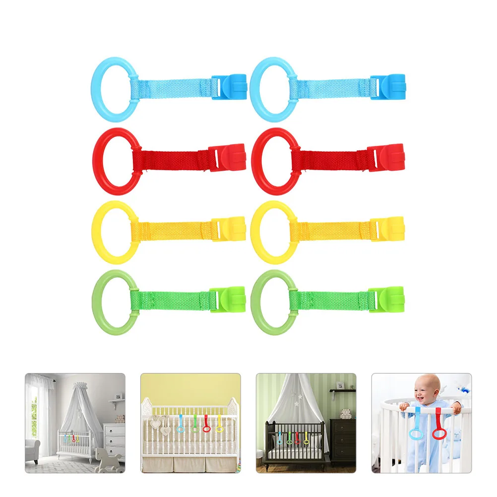 

8PCS Baby Standing Pull Ring Durable Hard Plastic Toy Crib Hanging Toddler Rings Safe Practical Infant Learning Aid