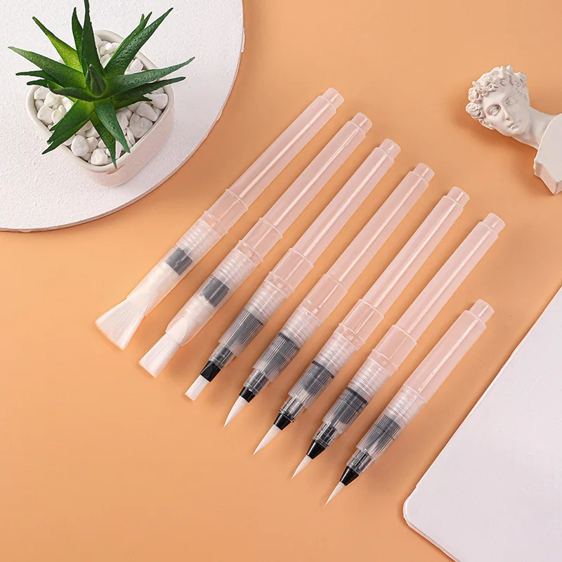 Water Brush Pen Set Solid Watercolor Paint Pens Soft Tip Refillable Water Storage Brushes for Beginner Hand Painting Watercolor