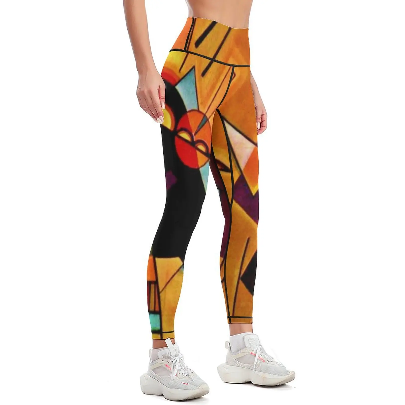 kandinsky 'Black and Violet' | Kandinsky Inspired Fine Art w/ Signature Leggings sport pants sportswear for gym Womens Leggings