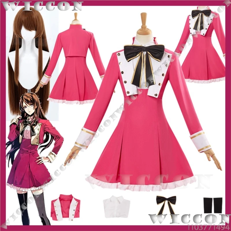 

Tojo Hibari Love Game Variable Baricade Косплей Японская школьная форма Ярко-розовое платье Милая сексуальная девушка Парик Опора Хэллоуин Вечеринка