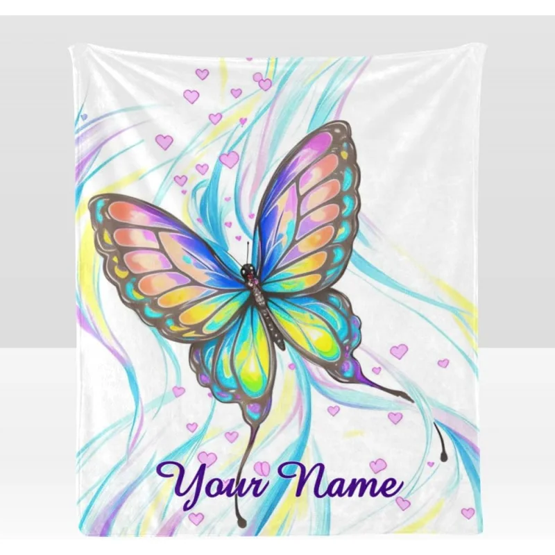 New colored butterfly heart-shaped ultra soft, warm and comfortable flannel blanket suitable for sofa beds