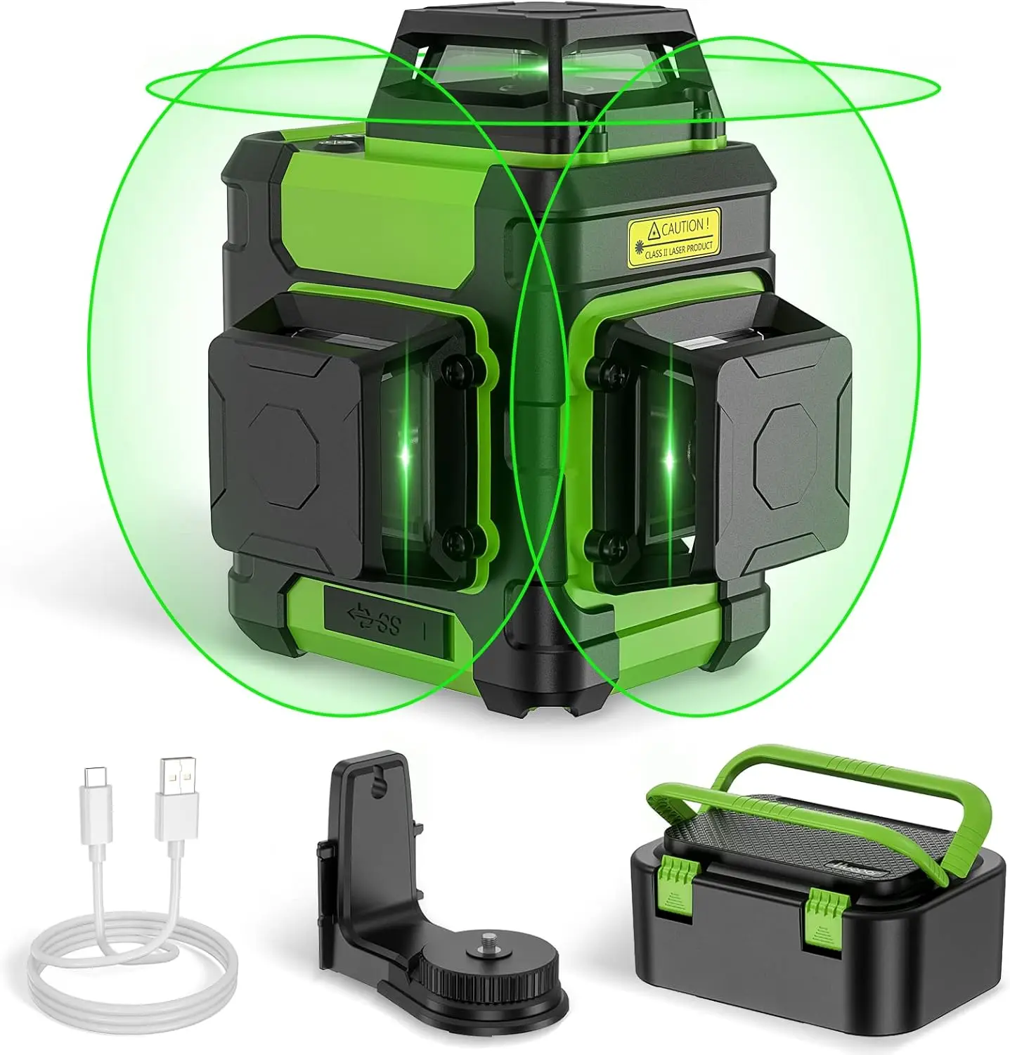 

Laser Level 360, Self Leveling Rechargeable Green Beam for Construction with Pulse Mode, Strong Magnetic Bracket