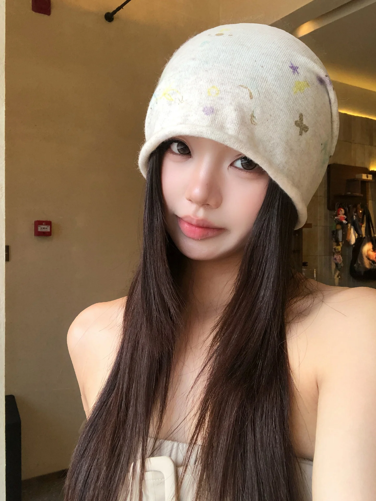 Loose Knitted Spring Summer Women's Hat Big Circumference No-Brim Casual Style Foldable round Top Design Sensation Cold Cap