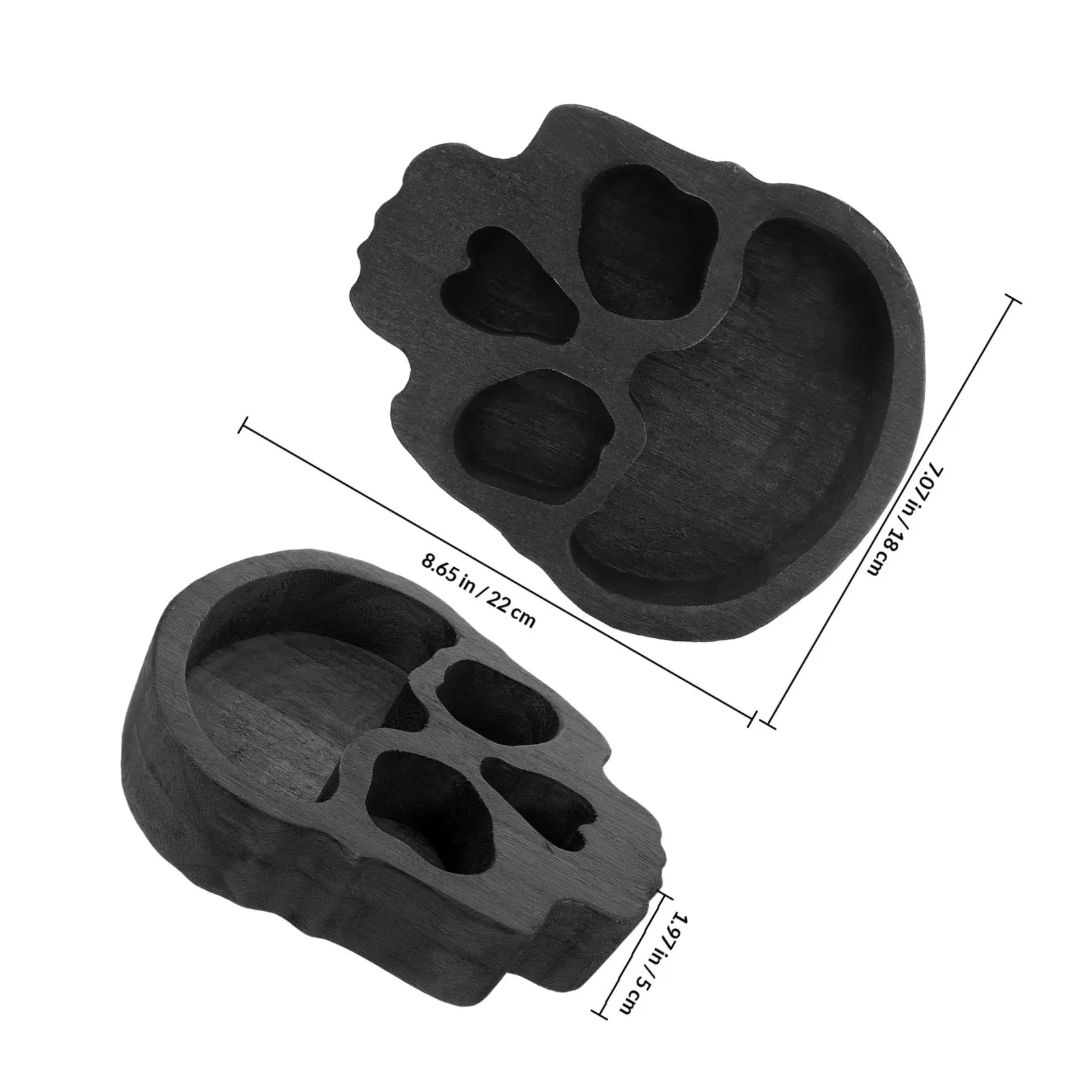 Halloween Skull Shaped Wooden Bowl Medium Size Multi Use Serving Tray for Party Snacks Fruits Nuts Desserts Holder Home