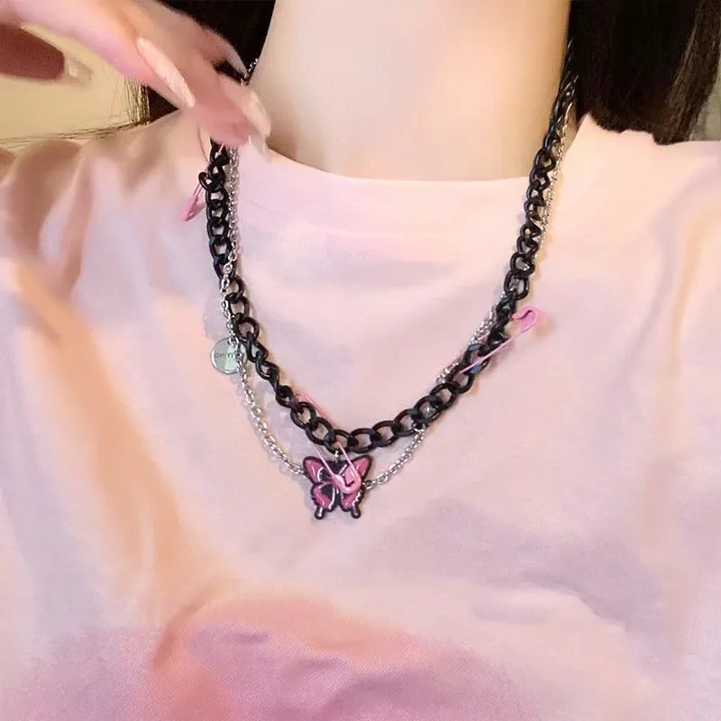New Rainbow Lgbt Colorful Pin Necklace For Men Women Choker Unusual Y2k Vintage Jewelry Egirl Accessories Trend Gift