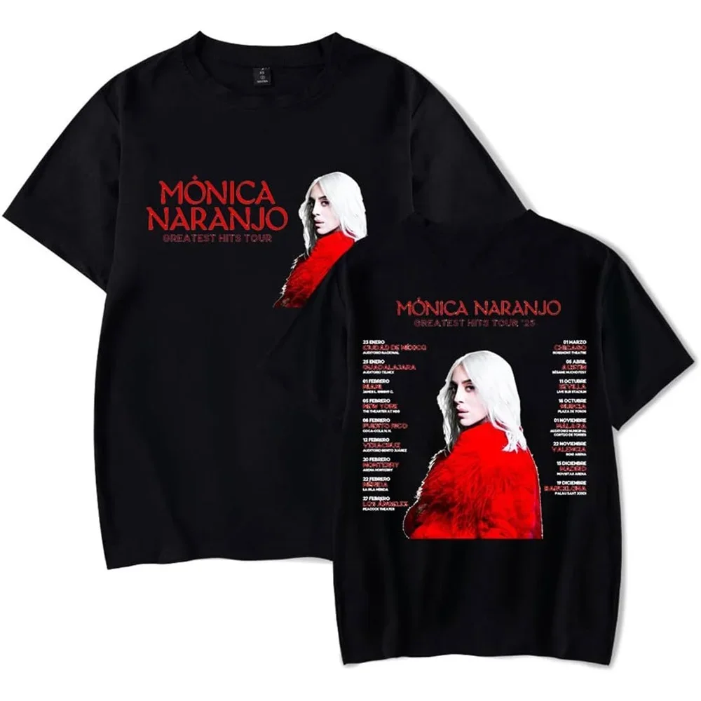 Camiseta de manga corta de la gira de los mejores éxitos de Monica Naranjo 2025, camiseta unisex de moda con cuello redondo