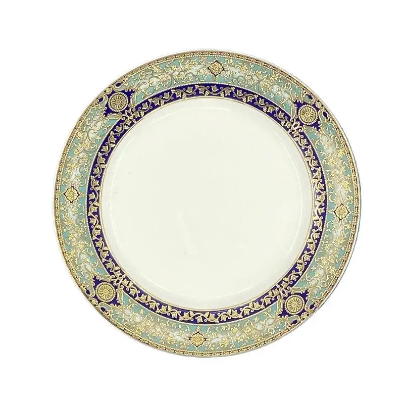 HYS Blue Bone China Embossed Gold Plate Palace Plate Middle East Ceramic Set