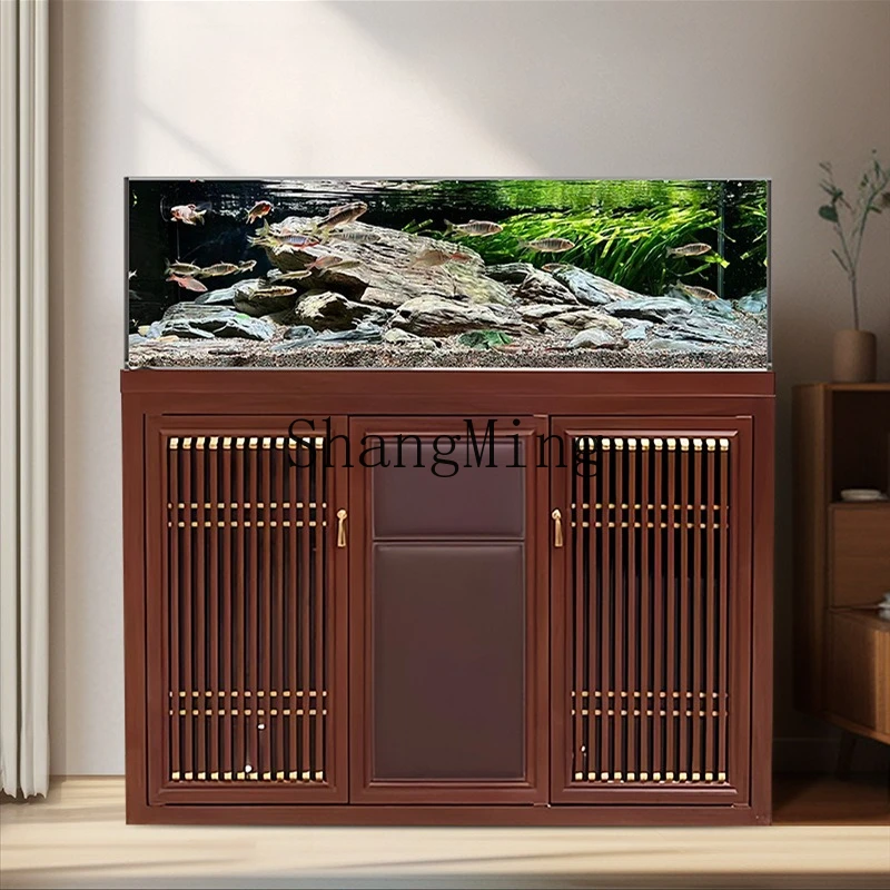SM home living room new fish tank new Chinese stream tank ultra-white water cutting integrated bottom filter Lanshou tank