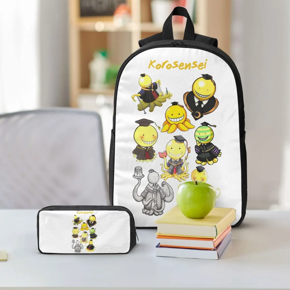 Assassination Classroom Octopus Koro Sensei Backpack BookBag School Bag Shoulder Bags 3ps Insulated Lunch Bag Pencil Case
