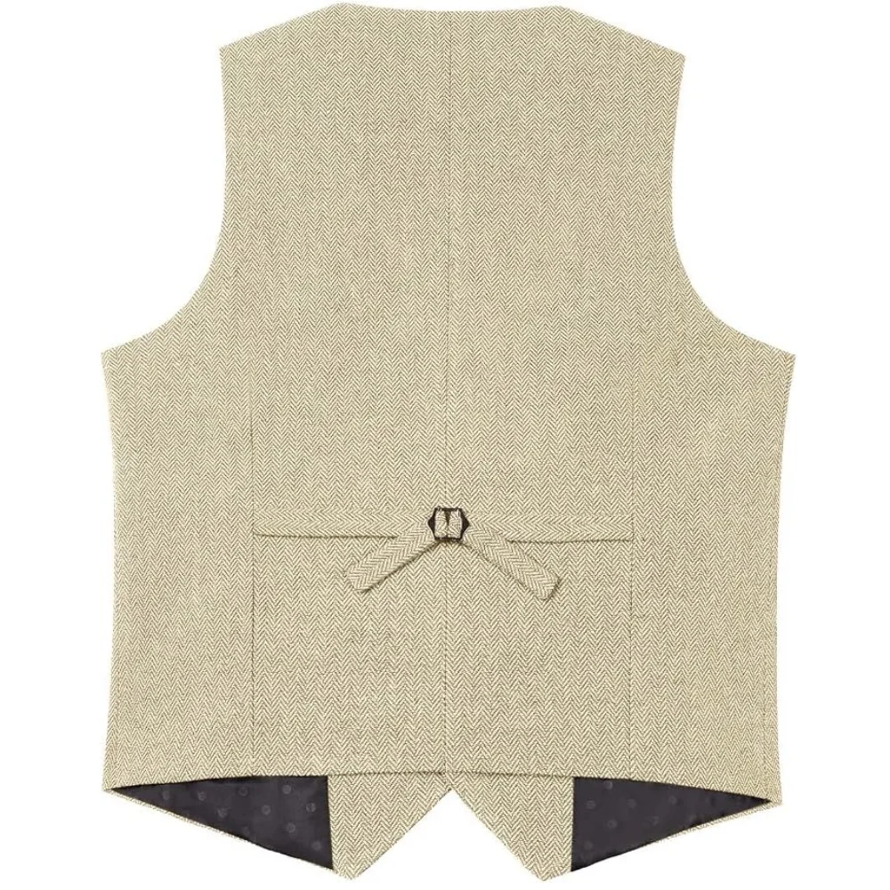 Men's Vest Herringbone Tweed  Classical Wool Blend Single Breasted Men's Suits Waistcoat For Wedding