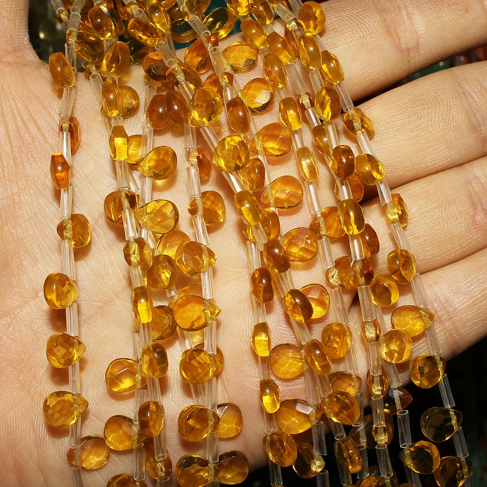 Natural Stone Loose Beads Crystal Aventurine Lapis Lazuli 7*9mm Drop-shape Beaded for Jewelry Making DIY Bracelet Necklace Parts