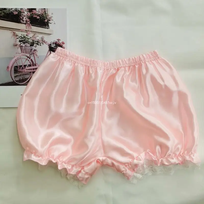 Mulheres meninas bloomers babados renda guarnição empregada solta calças abóbora sólida gótico segurança shorts