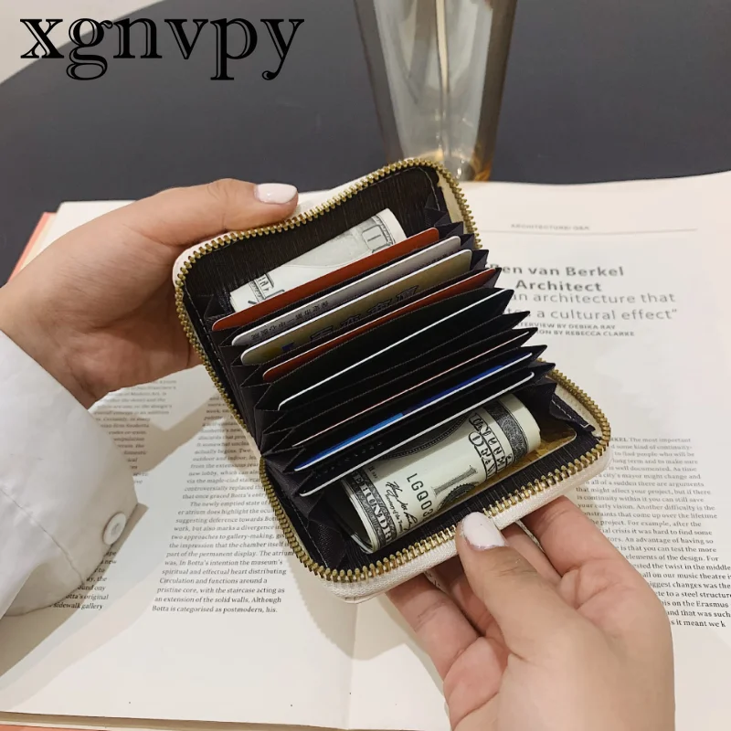 Xgnvpy-cartera pequeña MultiCard para mujer, tarjetero de gran capacidad con cremallera, monedero portátil con dibujos animados para estudiantes