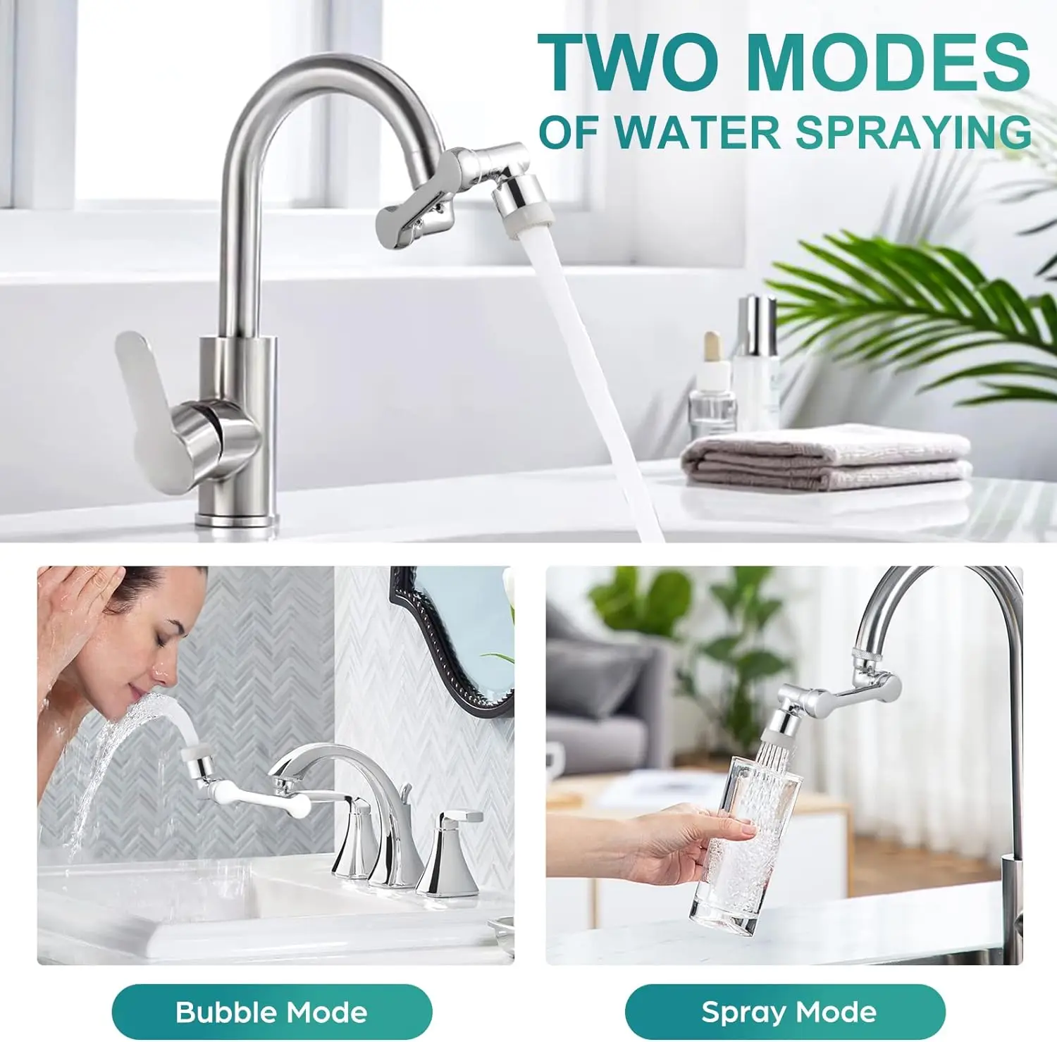 Multifunction 1080° Rotation Faucet Sprayer Head 22/24mm Adaptor Faucet Extender Aerator Splash Bubbler Nozzle Kitchen Tap Tools