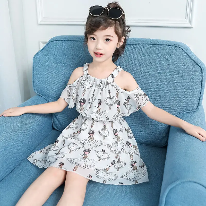 Girl Dresses Summer 2024 Children\'s Clothing Kids Flower Dress Chiffon Princess Dresses for Age 5 6 7 8 9 10 11 12 Years Teenage