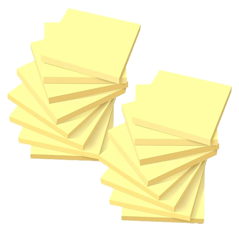 16 Books With A Total Of 1,600 Sticky Notes Yellow Paper Self-Adhesive Sticky Notes Memo Notes Office Reminder Note Paper