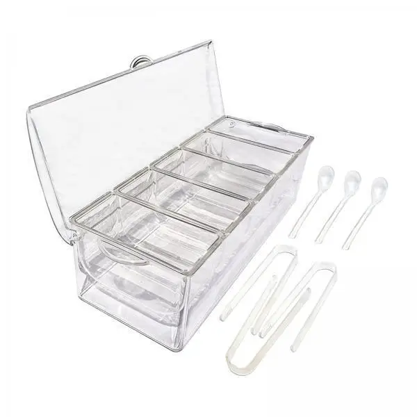 Clear Chilled Serving Tray Party Platter with Ice Compartment and Lid Luxury Server Dish for Outdoor Catering