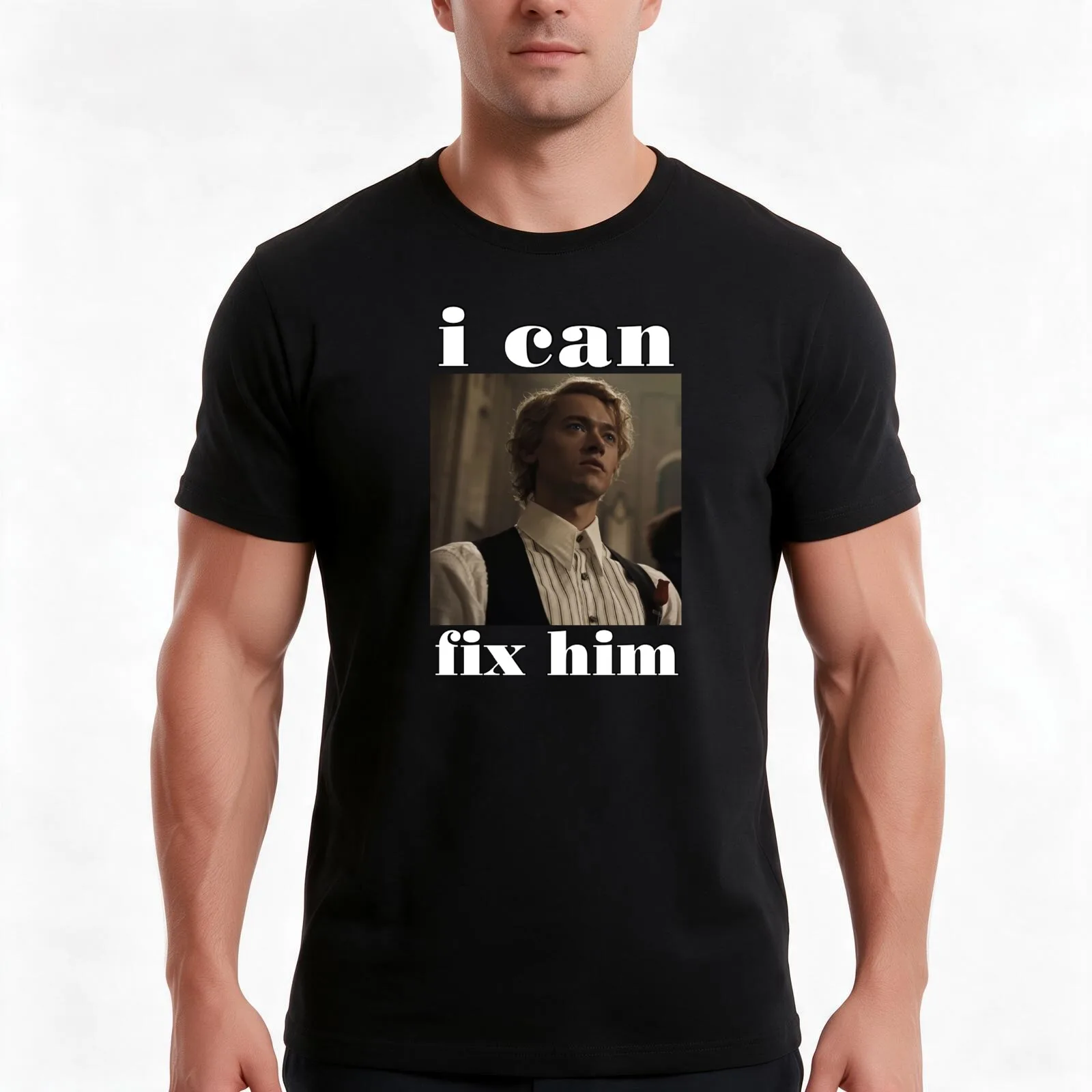 i can fix him tom blythe T-Shirt, Summer Casual Cotton Tee, Oversized Streetwear Tops, Vintage Graphic Print, Unisex Men Women