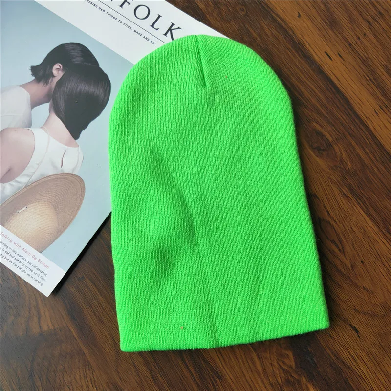 Classical Straight Light Plate Solid Color Pullover Acrylic Beanie Hat Men Women Autumn Winter Warm Couple Wool Knitted Ski Hat