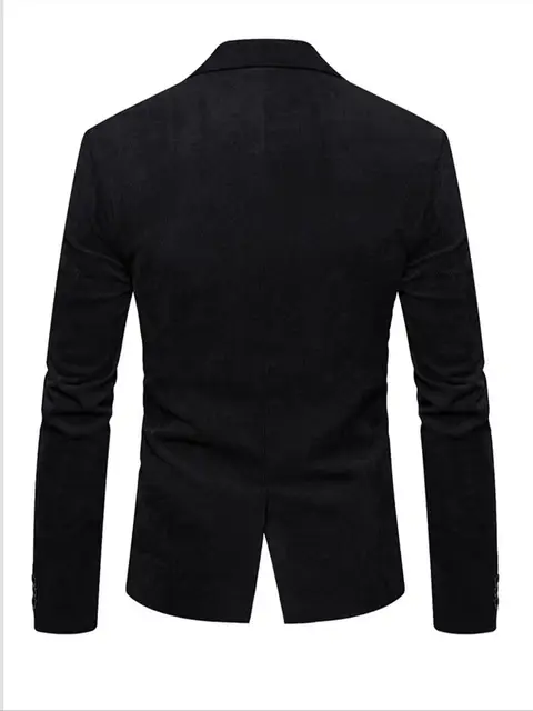 Men's Corduroy Blazer Jacket Medium Thick Business Suit Spring & Fall Season Fitted Design Woven Fabric Style 3
