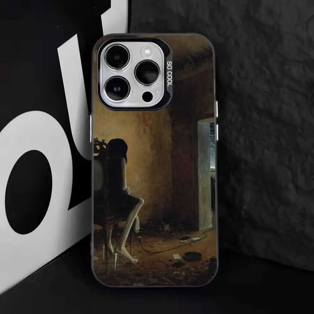 Z-Zdzislaw b-beksinski Art coque de téléphone pour iPhone 17,16,15,14,13,12,11,Pro,Max,Plus,E,Air,Mini couverture en Tpu noir