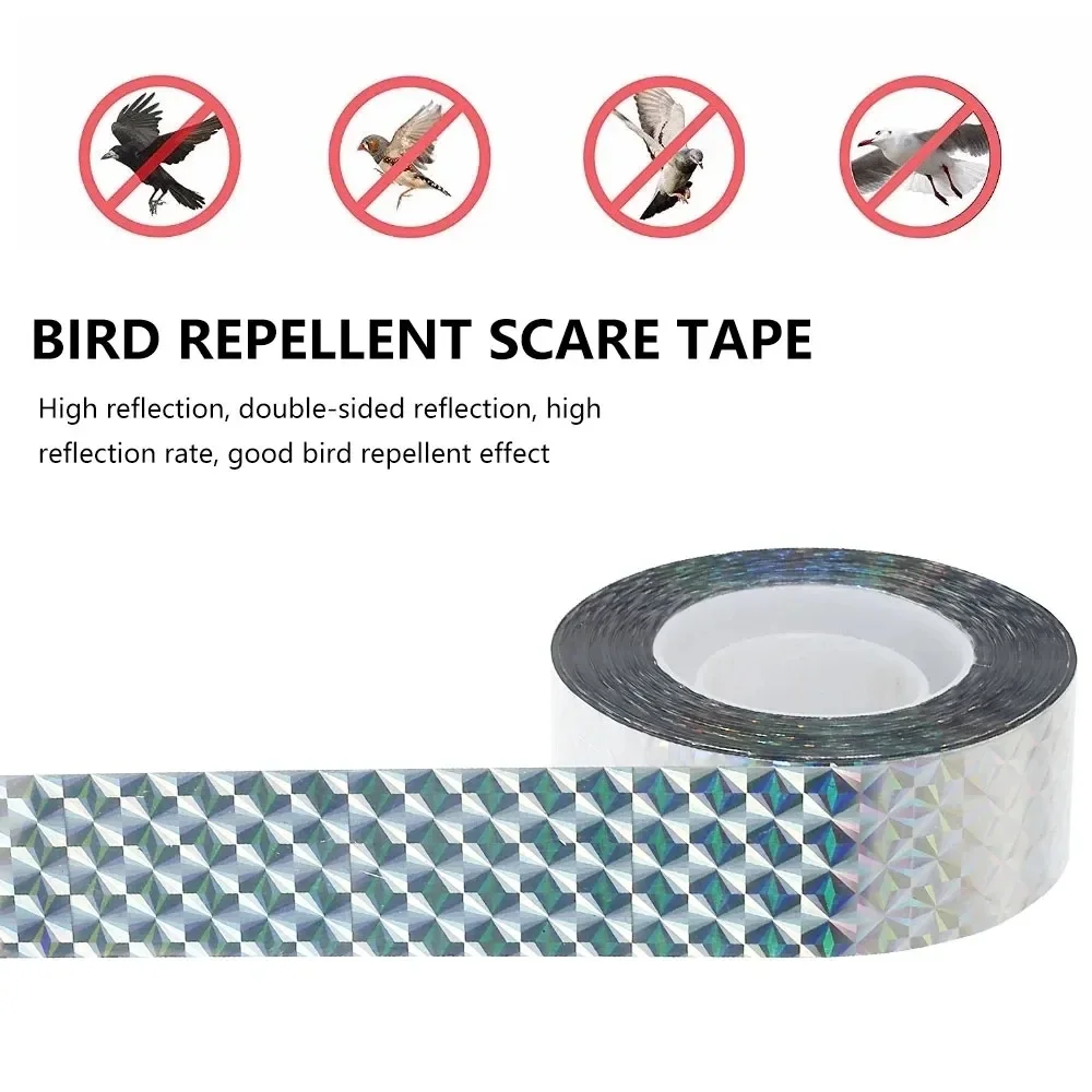 80M 50M Anti Bird Tape Flashing Reflective Bird Repellent Scare Tape Pigeons Crow Keep Away Double-sided Bird Repeller Ribbon