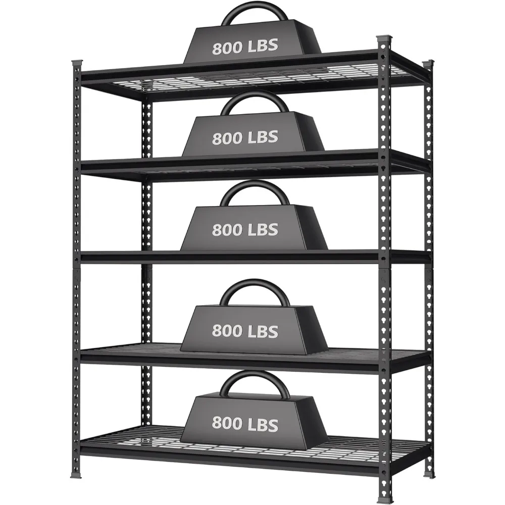 

5-Tier Metal Shelving Unit, Heavy Duty Adjustable Storage Rack, 4000 lbs Load Capacity, for Basement, Warehouse, Workshop